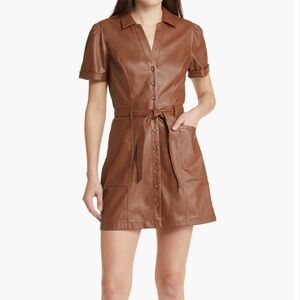 Paige Janette Faux Leather Shirt Dress